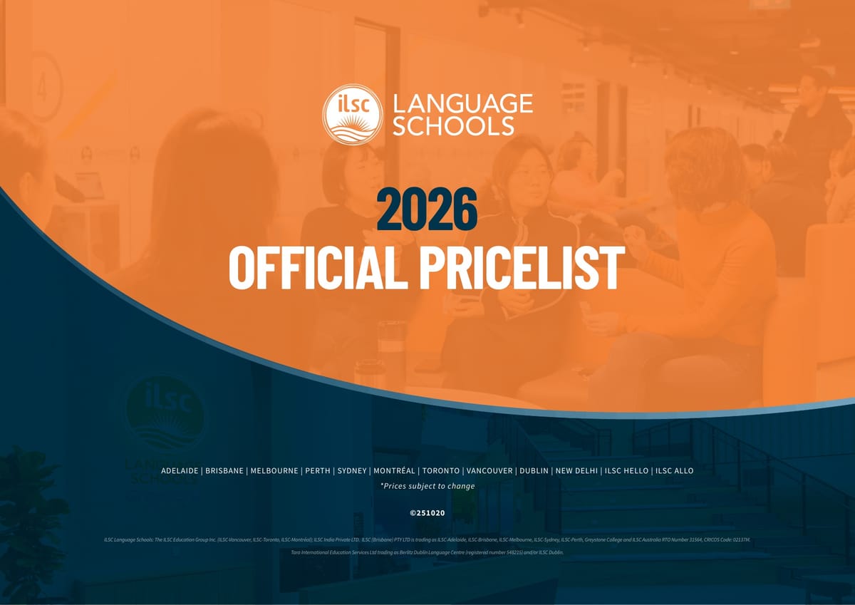 ILSC 어학원 호주 학비표