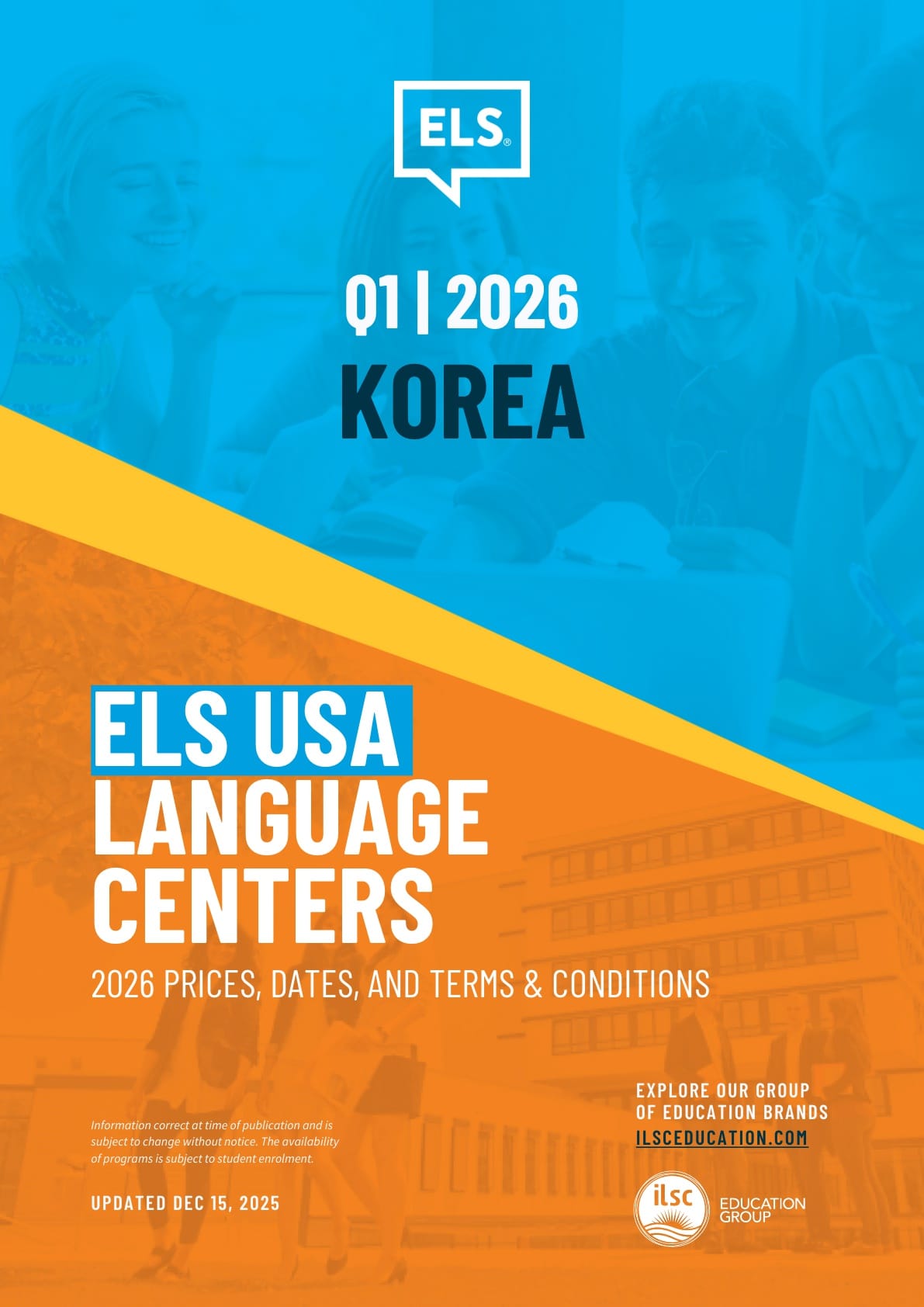 ELS 어학원 미국 학비표