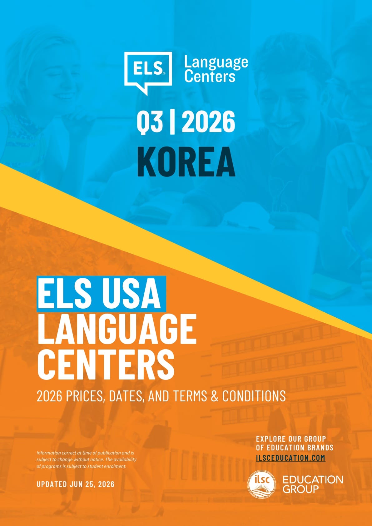 ELS 어학원 미국 학비표