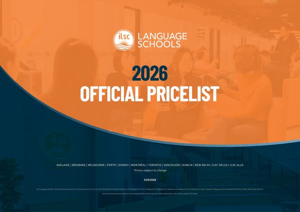 ILSC 어학원 캐나다 학비표