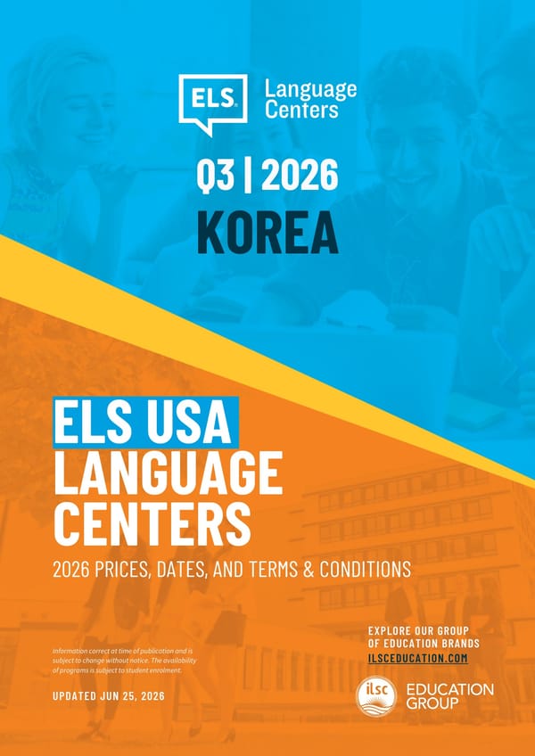 ELS 어학원 미국 학비표